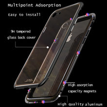 For iPhone X 8 Plus 7 Plus Tempered Glass Back Cover Magnetic Adsorption Flip Case