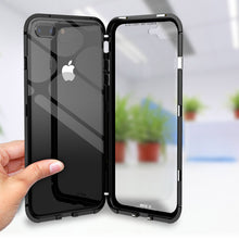 For iPhone X 8 Plus 7 Plus Tempered Glass Back Cover Magnetic Adsorption Flip Case